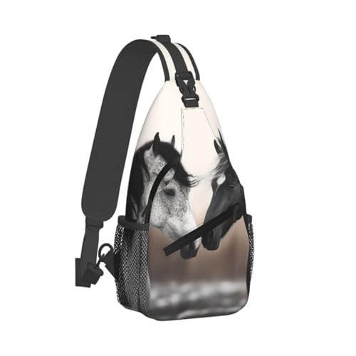 Bolso cruzado negro y blanco para pecho para hombre y mujer miniatura 2