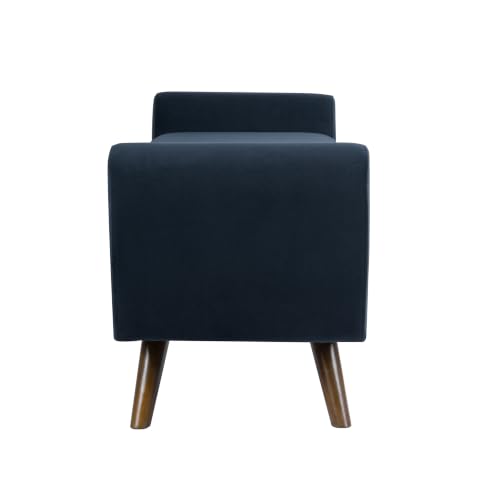Image of HomePop 60 inch Modern Storage Bench with Wood Legs - Blue Velvet