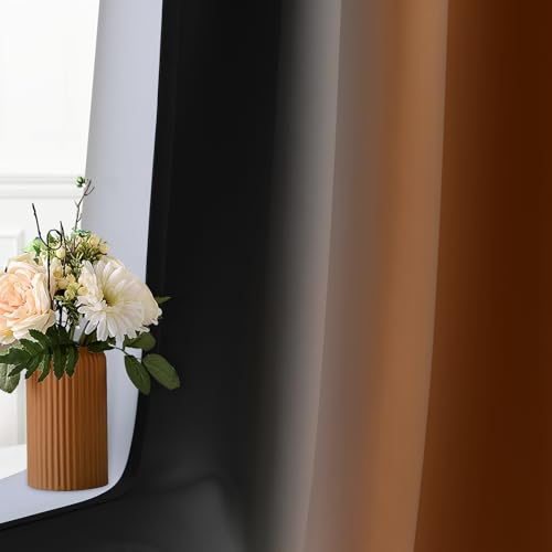 Image of SimpleHome Ombre Burnt Orange and Black Room Darkening Curtains 84 inches | Bedroom Curtains,Grommet Gradient Light Blocking Window Curtains for Living Room,Thermal Insulated Drapes 2 Panels,52wx84L