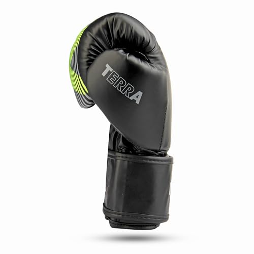 Image of RXN Terra Boxing Gloves, Pro Training & Sparring(Black /Green, 12oz)