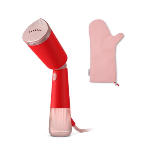Philips 5000 Series STH5020/40 - Handheld Steamer Sleek Design Adjustable Head Quick Heat-Up Eco & Max Settings Safe for Delicate Fabrics Vertical & Horizontal Steaming Orange Red
