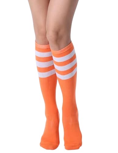 Image of Athletic Knee High Socks Stripe Running Baseball Thigh High Stockings Outdoor Sport Tube Socks