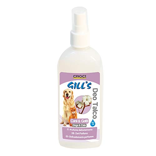 Croci Gill's - Profumo deodorante per cani e gatti al talco, deodorante spray per il pelo degli animali, 150ml