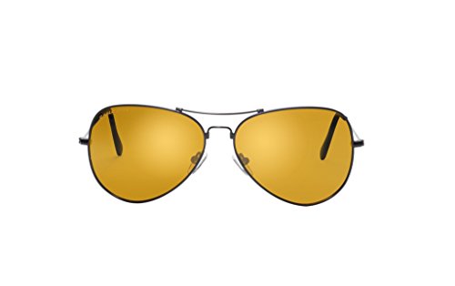 Eagle Eyes Titanium Alloy Memory Flex Flexible Polarized Aviator Sunglasses - Uv And Blue Light Protection (Matte Black, Gold Flash) #TOP1
