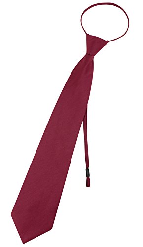 Vesuvio Napoli PreTied Men's Necktie Solid BURGUNDY Color Mens Zipper Neck Tie, 3 IN