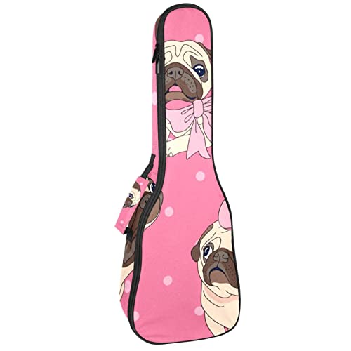 Sac de transport pour ukulélé ténor et concert rembourré rose motif carlin