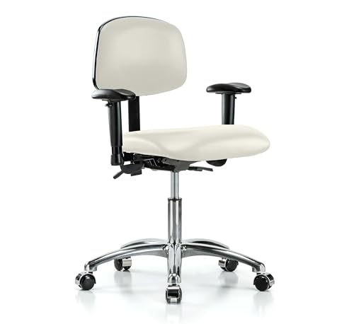 Image of Perch Chrome Task Chair, Rolling, Desk Height 19 inch-24 inch, Off-White Vinyl