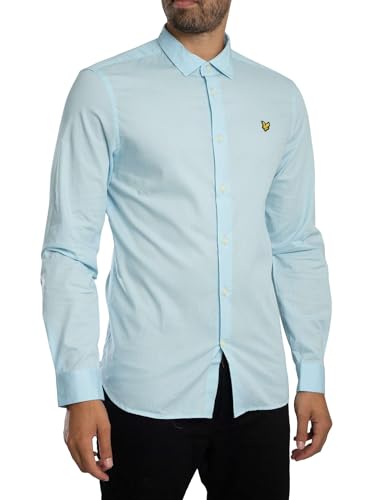 Lyle & Scott Hombre Camisa De Popelina De Corte Entallado, Deck Blue, M