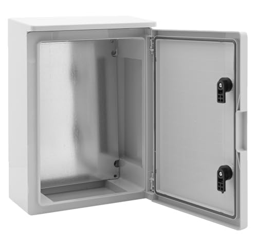 BOXEXPERT Verdelerkast voor buiten, waterdicht, regendak, IP65, ABS-kunststof, 400 x 300 x 165 mm (Fleet Roof-serie), grijs, stroomkast