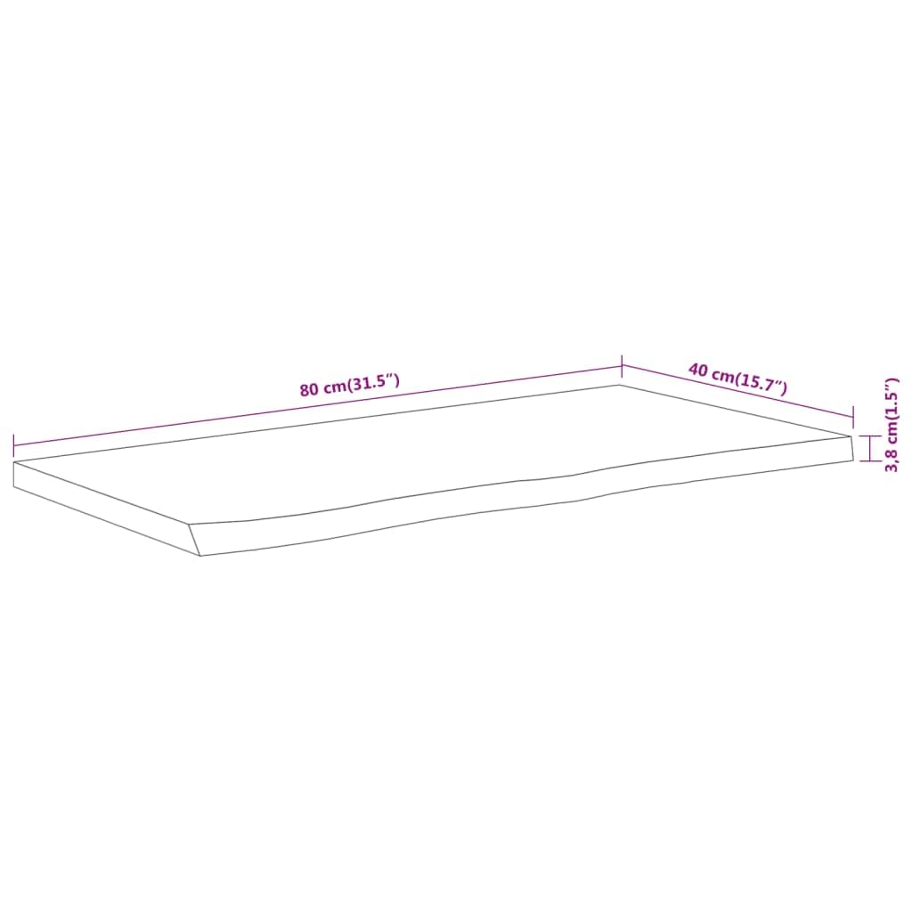 vidaXL Dessus de Table Bois Massif Acacia 80x40x3,8 cm Rectangulaire, Planche de Remplacement pour Table à Manger