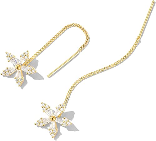 Shiny Diamond Flower Earrings, Sparkling Crystal Flowers Silver Needle Tassel Earrings, Hypoallergenic,lead & Nickel Free, Adjustable, Gifts for Women Girls3