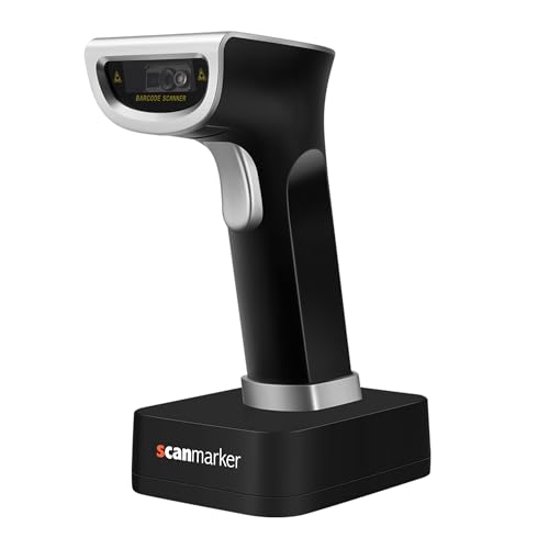 Scanmarker 1D/2D Wireless Barcode Scanner – Boost Speed & Accuracy with Bluetooth & 2.4G Modes – Handheld QR Code Scanner with Charging Stand for Easy scanning on Laptop, iOS & Android