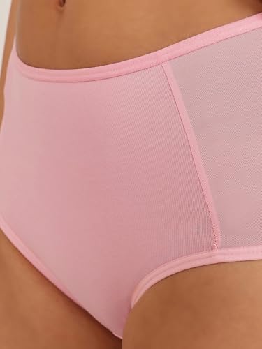 Image of Clovia Women's Cotton High Waist Hipster Panty with Powernet Panels