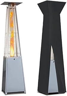 LAUSAINT HOME Outdoor Patio Heater with Cover & Wheels, 45000 BTU Pyramid Propane Heater, 87