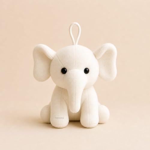 Image of Baby Ele Soft Toy for Girls Boys Kids, White, Dog Animal Plush Stuffed Teddy Gift Birthday, 18 cm