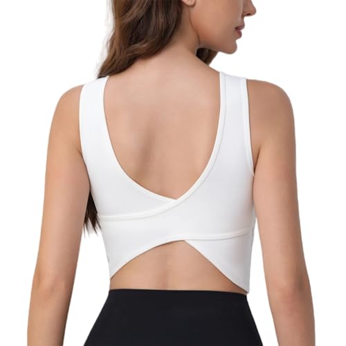 Women's Sports Bra Workout Tank Top High Support Fitness Bra Moisture-Wicking Exercise Top for Yoga, Pilates, Gym Workouts (US, Alpha, Large, Regular, Regular, White) - image 1