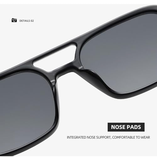 Lunettes de soleil double pont aux verres teintés style rétro chic - 4