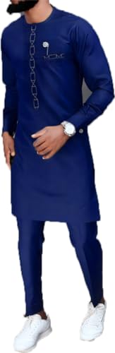 Ensemble Dashiki africain pour homme avec manteau et pantalon de style ethnique indien