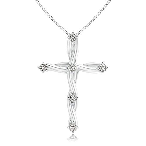 Diamond Braided Cross Pendant Necklace In Silver (1.9Mm Diamond) - April Birthstone #TOP12