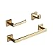 3 piezas Montado en la pared Conjunto de accesorios de baño Cepillado dorado, incluye anillo de toalla de mano de 30 cm, soporte para papel higiénico, ganchos para batas, Beelee, BA199SET-3BG2