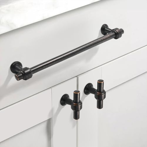 Image of 10 Pack 7.5 inch(192mm) Oil Rubbed Bronze Cabinet Pulls Kitchen Cabinet Handles Cabinet Hardware Drawer Pulls for Cupboard CK0081