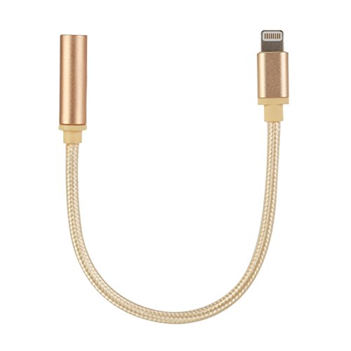 Lightning to 3.5mm Headphone Jack Adapter for iPhone 7 / 7 Plus, K-ble iPhone 7 Lightning Port to 3.5mm Female Audio Jack Headphone Cable Adapter (Gold)