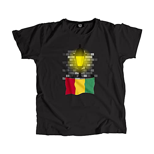T-shirt Guinea Street Lamp Bricks pour homme et femme en coton noir