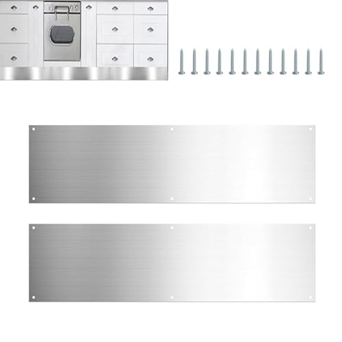2 placas para puertas interiores exteriores | Placa de acero inoxidable con tornillo | Placa de metal para protección de puertas