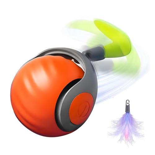 Funcupri Speedy Tail 2.0 Cat Toy, Interactive Cat Ball with for Indoor Cats,Automatic Moving Pet Toys,Automatic Moving Ball with Speedy Tail,Smart Obstacle Avoidance(Orange)
