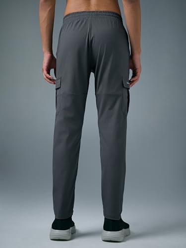 Image of TECHNOSPORT Men's Regular Fit Mid Rise Polyester Solid Cargos for Activewear, Regular Use and Quick Dry