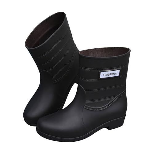 Bottes de pluie imperméables et antidérapantes pour femme avec talon bas