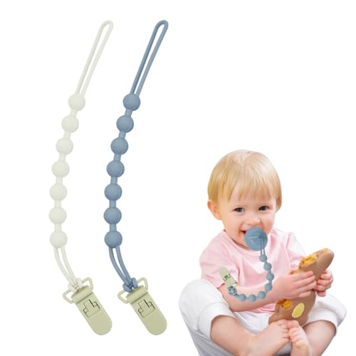 Image of SNOWIE SOFT 2pcs Anti Lost Pacifier Chain Strap Pacifier Clip for Toddlers Silicone Pacifier Clip Silicone Soother Toy Silicone Baby Pacifier Clip Teething Relief Teether Toy Pacifier