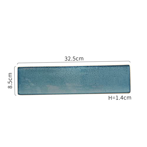 Plato rectangular de cerámica azul para sushi y sashimi miniatura 2