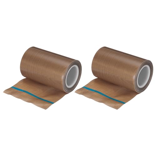 Image of MECCANIXITY 10m /33 Feet,100mm /3.9 Inch PTFE Tape,PTFE Fabric Tape,Adhesive PTFE Film Tape for Vacuum Sealer Machine,Hand Sealers High Temperature,Brown,Pack of 2