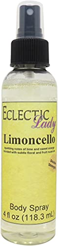 Eclectic Lady Limoncello Body Spray, Double Strength, 4 ounces, Body Mist for Women with Clean, Light & Gentle Fragrance, Cologne with Soft, Subtle Aroma For Daily Use