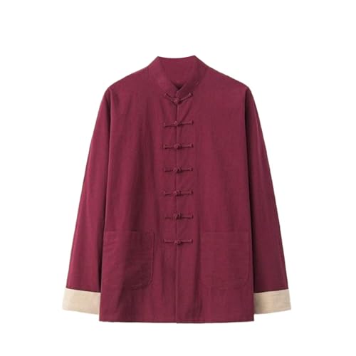 Chemise en lin homme à manches longues coupe droite style chanvre chinois