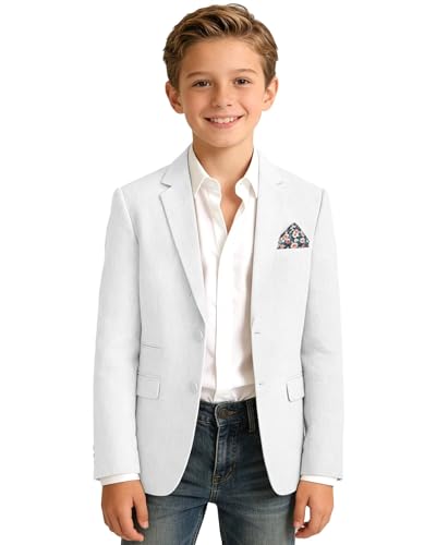 Image of Bofan Linen Boys Blazer Formal Suit Jackets for Boy Outwear Jacket & Coats for Kids Boys' Fashion Summer Wedding Outfit