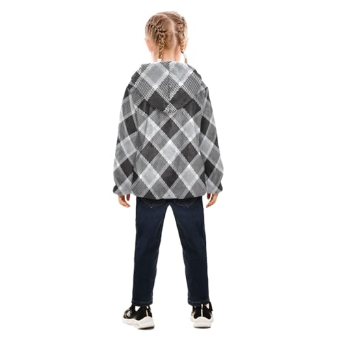 GuoChe Classical Plaid Black White Toddler Fleece Jacket4