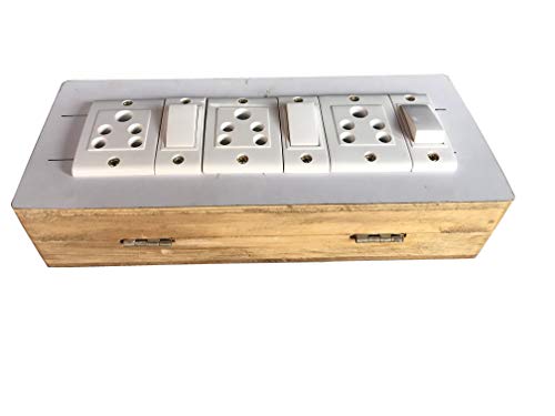 Image of Electric Extension Wooden Board (1 Meter 3Core Wire) (3Socket 3 Switch-4x10x2)