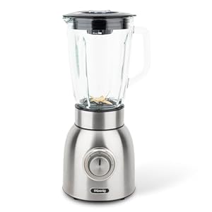 H.Koenig Blender MXK32, Glazen Kom 1,5L, Krachtig, Titanium Mes, 1000W, Roestvrijstaal, Multifunctioneel, 2 Snelheden, Pulsefunctie, Efficiënt, Smoothies, Milkshakes, Gaspachos, Compotes, Crushed Ice