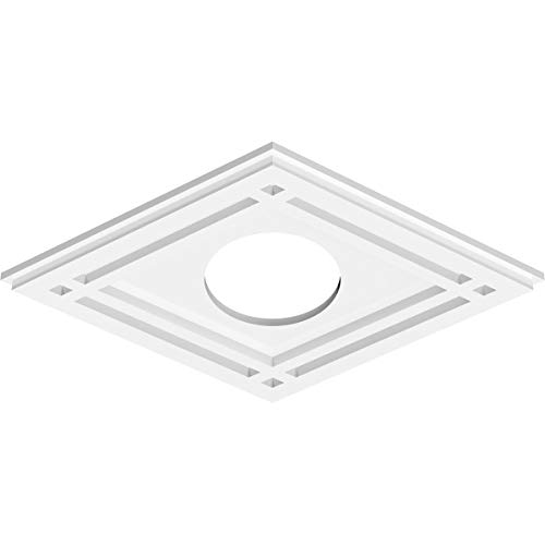 Image of Ekena Millwork CMP20X13DD-05000 Diamond Architectural Grade PVC Contemporary Urethane Ceiling Medallions 20 inchW x 13 3 /8 inchH x 5 inchID x 7 inchC x 1 inchP
