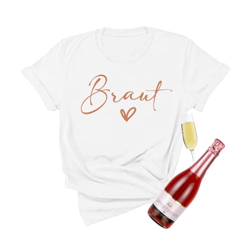 JGA T Shirt Team Braut Tshirt Frauen Junggesellenabschied T-Shirt Brautjungfer Tshirt (DE/NL/SE/PL Alphanumerisch M Regular Regular Weiß Braut)