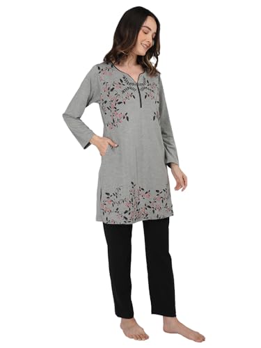 Image of Duchess Women's Cotton Printed Full Sleeve Long Length Night Suit Set