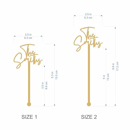 FranJohnsonHouse Personalized Name Drink Stirrers, Hand-Lettered, Custom Acrylic Cocktail Swizzle Sticks for Weddings, Showers & Birthday Parties (Design 1)