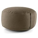 Hihealer Coussin de Méditation Yoga   Zafu de Sol Rempli de Coques de Sarrasin et Charbon Actif, 33 x 33 x 15 cm, Idéal pour Yoga, Relaxation, pour Femmes et Hommes (Kaki, 33 x 33 x 15 cm)