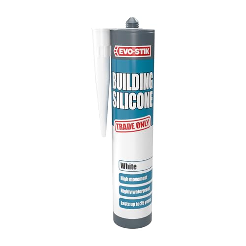 EVO-STIK Building Silicone Sealant White - 290ml - Waterproof - High Movement Accommodation - Interior and Exterior Use - Lasts up to 25 Years