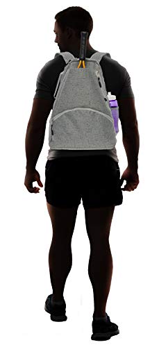 LISH Men\'s Court Advantage Tennis Backpack - Racket Holder Sport Bag for Tennis, Racquetball, Squash (Grey)