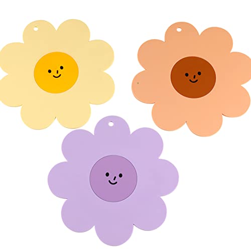 vivihoo Creative Sunflower Silicone Heat Insulation and Anti-Scalding Dining Table Mats, Heat-Resistant Insulation Coasters, Coffee Cup Mats, Household Dishware Mats (3pcs)