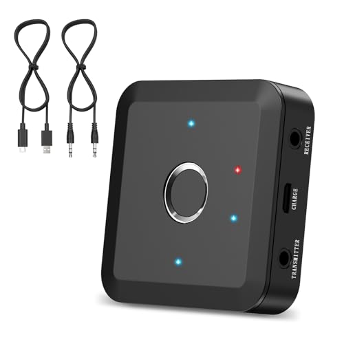 LOFICOPER Bluetooth 5.2 Transmitter and Receiver for TV to 2 Wireless Headphones, APTX Adaptive/HD/Low Latency Wireless 3.5mm AUX Audio Adapter with Qualcomm CSR Chip, for Home Stereo, Airplane, Gym