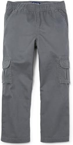 The Children's Place boys Pull On Cargo Pants, Gray Steel, 4 husky